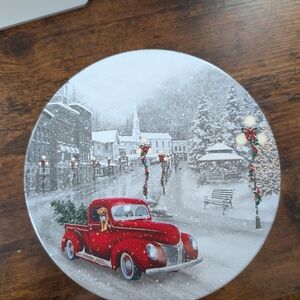 Festive Red Truck Holiday Plate